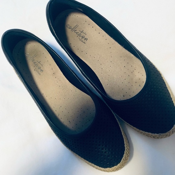 Clarks Women's Danelly Adira - Size 6.5 M - Black Espadrille Ballet Flat Slip on - Picture 3 of 12